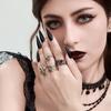 Gothic Skull Ring Set Adjustable Finger Rings Alloy Texture Dating Rings Perfect for Parties and Festivals Any Occasion