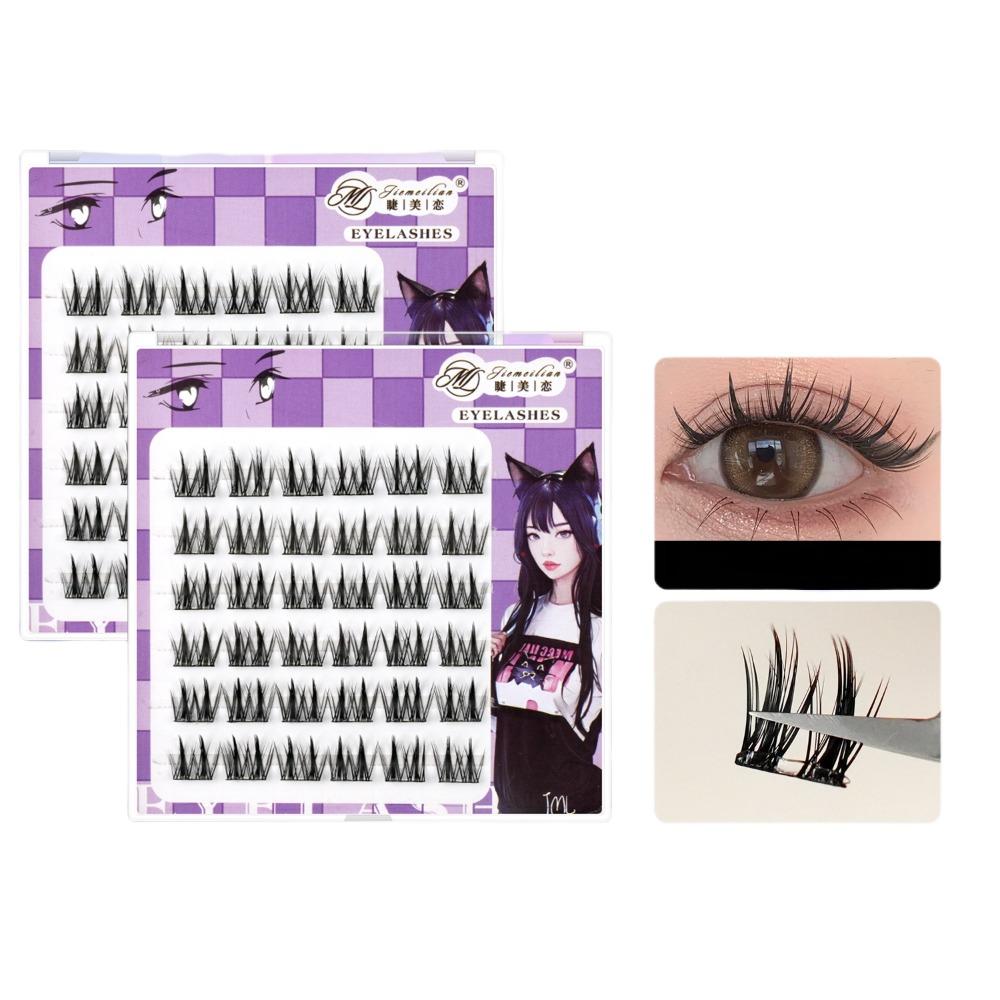 Comic Eye Glue Free Fake Eyelashes Curled Cluster False Lashes Individual Fake Eyelashes Make Up