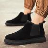 Модные ботинки Мужская обувь без застежек Мужская повседневная обувь Мужские кожаные плюшевые теплые зимние ботинки Мужские ботильоны на плоской подошве Мужские зимние кроссовки