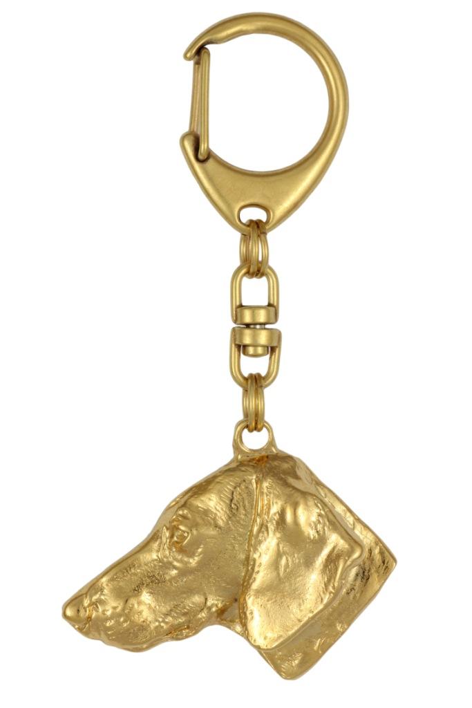 Dachshund Wire-haired, Wiener Dog, Badger Dog I - Gilded Key Ring with Dog In Gift Box, Handbag Decoration, Luxury Accessory by Art-Dog Brand