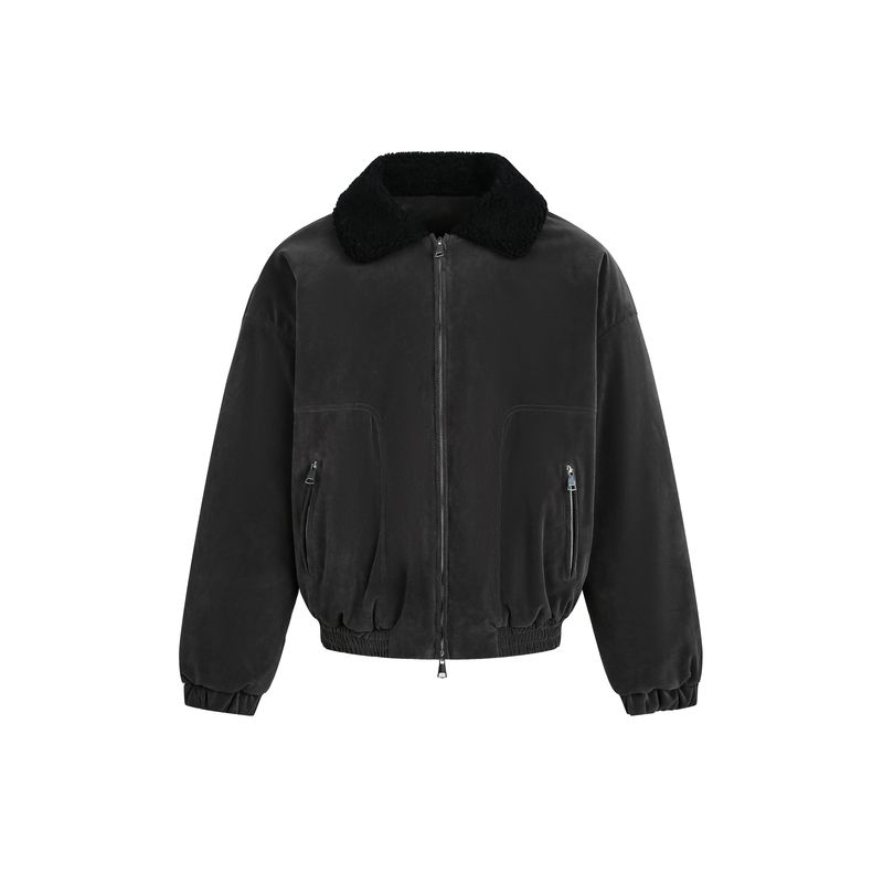 Куртка-бомбер Kisko Winter в американском стиле, силуэт, меховой воротник, замшевая хлопковая куртка для мужчин и женщин, крутая и высококлассная, теплая и модная куртка