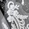 White Mesh Car Bone Thread Handmade Beads Embroidered Flower Applique Wedding Dress Performance Dress Decorative Cloth Sticker Accessories