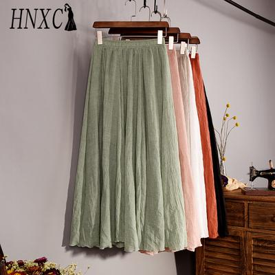 HNXC Женская Мода Повседневная Однотонная Принтованная Летняя Весенняя Юбка