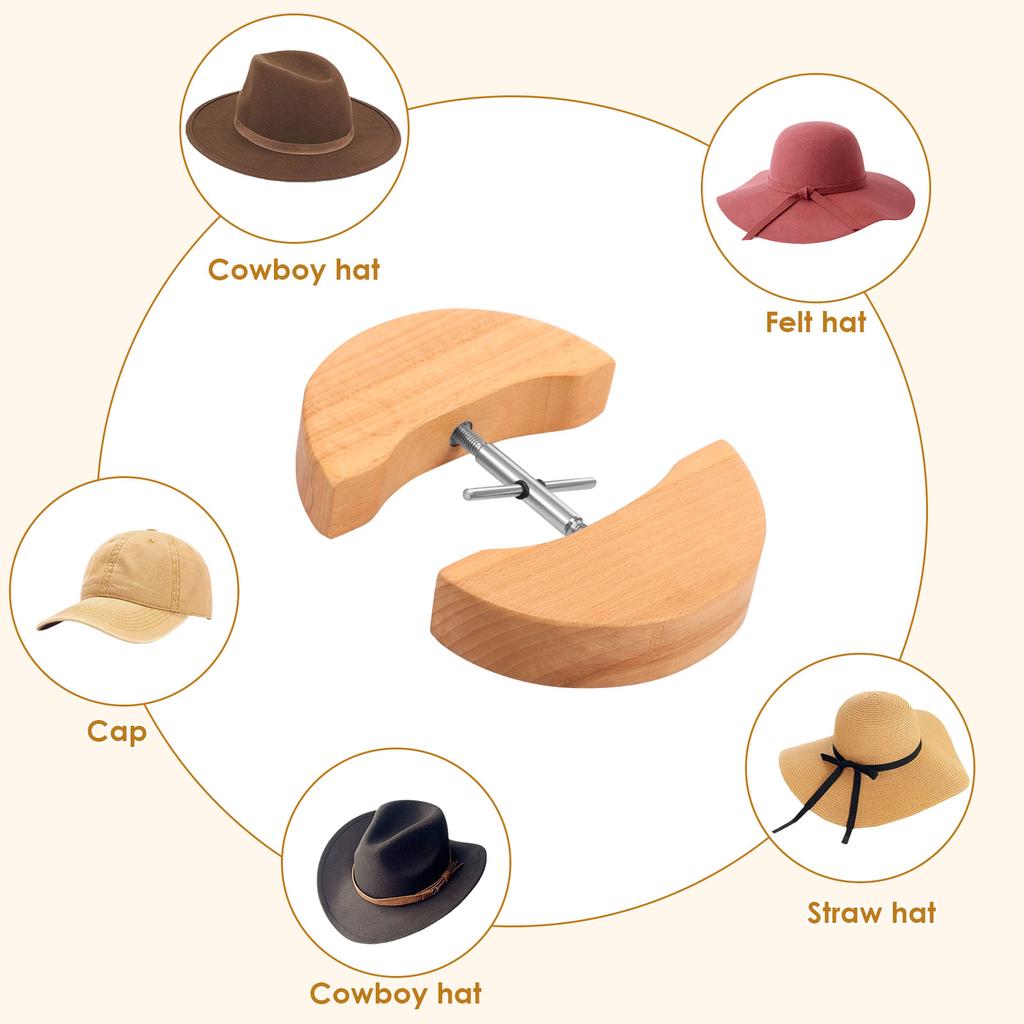 Растяжитель для шляп для облегающей шляпы Регулируемый деревянный формовщик-домкрат для ковбойской и бейсбольной кепки Федора Подарок для друга Растяжитель для шляп