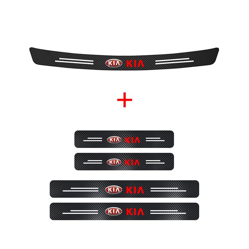 AADW1 Car Door Threshold Strips Car Trunk Rear Bumper Protective Carbon fiber Leather Stickers For Kia Sportage Ceed Picanto Niro K5