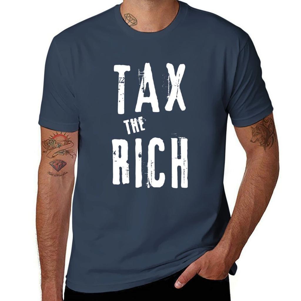 Футболка 'TAX THE RICH' Базовая Повседневная Одежда Топ с Коротким Рукавом