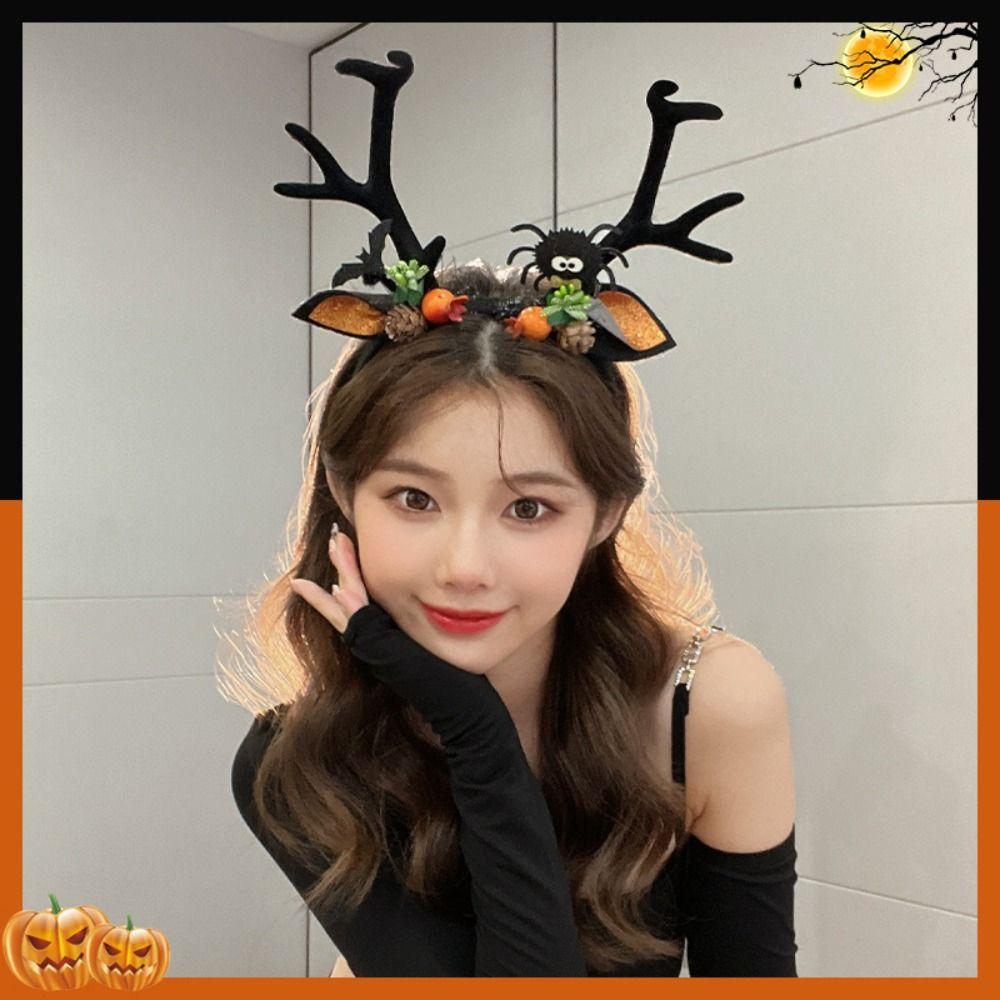 Bow Plush Ball Spider Bat Women Hair Hoops Elk Antler Korean Style Hairbands Halloween Headbands