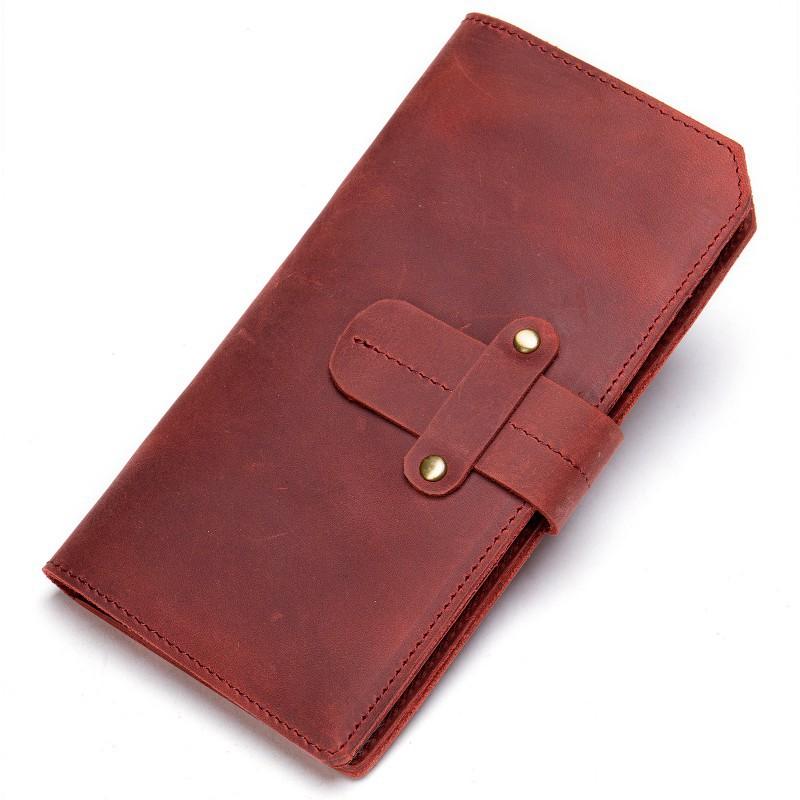 Retro Crazy Horse Leather Wallet Genuine Men's Long RFID Card Bag Large Capacity Slot Head Layer Money Clip Men