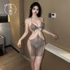 Bright Perspective Mermaid Sexy Lingerie Suspender Skirt Skin-penetrating Shining Metal Chain Dress Nightclub Outfit