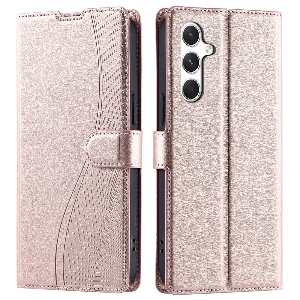 For Samsung Galaxy A55 5G Case Dots Imprinted PU Leather Flip Phone Cover with Card Slot,Strap