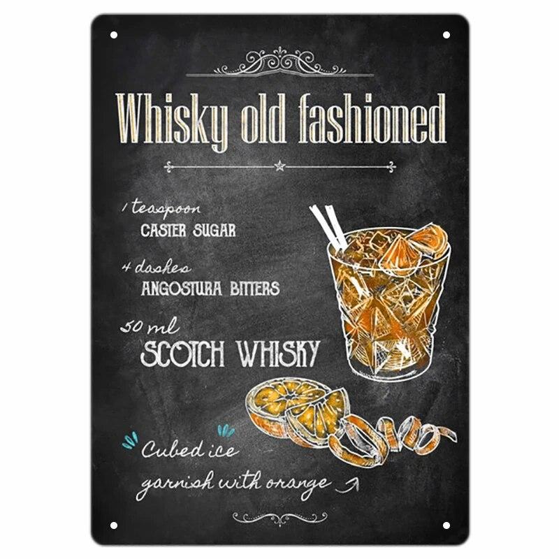 Vintage Bloody Mary Poster Tin Sign Retro Whiskey Sour Cocktail Metal Plaque Tiki Bar Pub Kitchen Home Decor