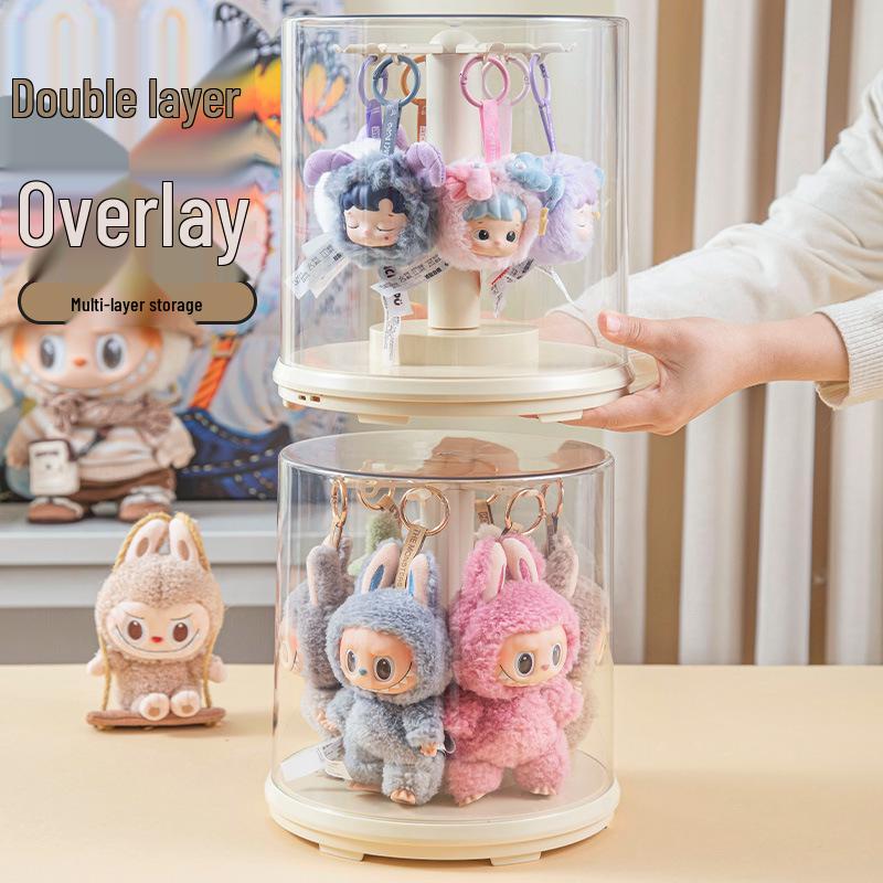 Шарм Лабубу Музыкальная вращающаяся витрина: Прозрачная плюшевая кукла, фигурка, подставка для хранения