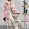 Women's Casual Coat Winter Overcoat Jacket Plaid Print Drop Shoulder Teddy Coat