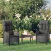 VidaXL Garden Lounge Set 3 Pcs with Cushions Black Wicker, Garden Furniture Set, Patio Set, Table and 319908