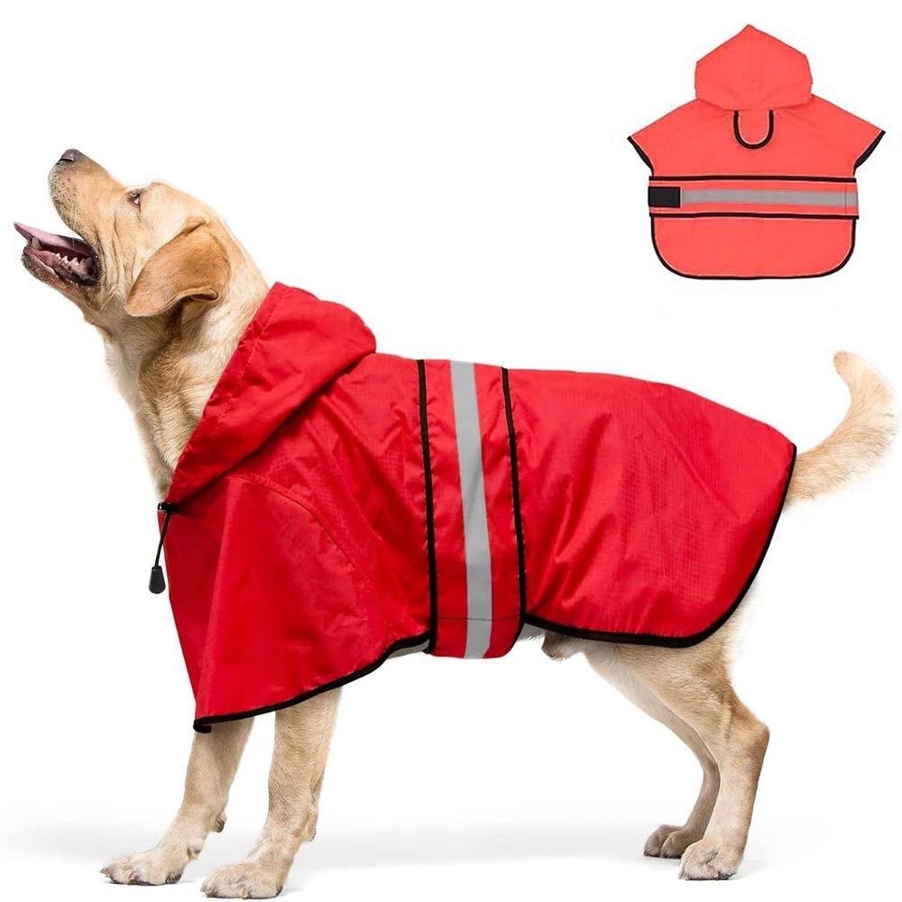 High Visibility Dog Hooded Raincoat Waterproof Pet Rain Jacket Dog Rain Cloak Labrador Retriever
