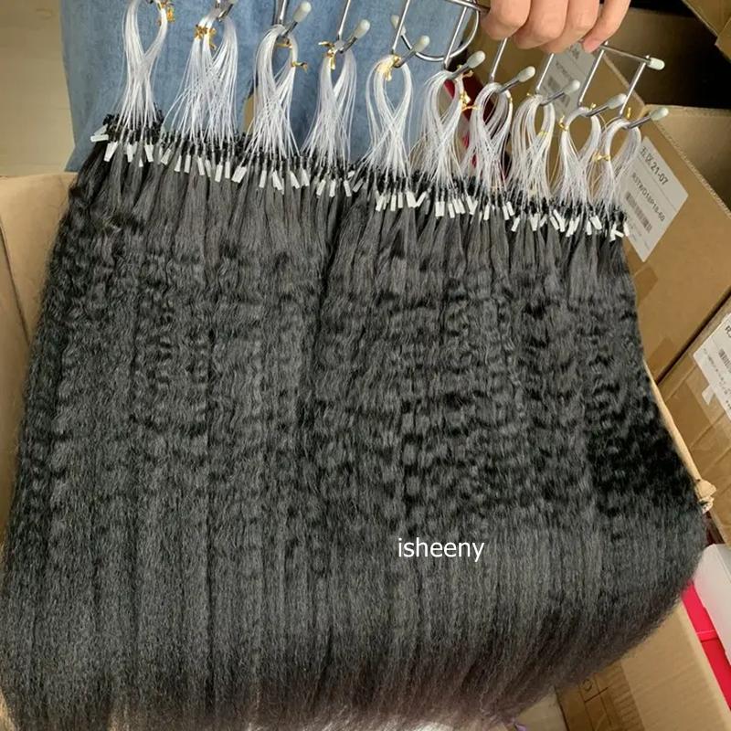 Микрокольца для наращивания волос Kinky Straight 50 шт./упаковка Микропетля Наращивание волос из натуральных волос Малазийские Yaki Микрокольца Кончики Волос