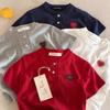 Boys Short Sleeve Polo Shirt with Heart Print Cotton Summer Top for Toddlers