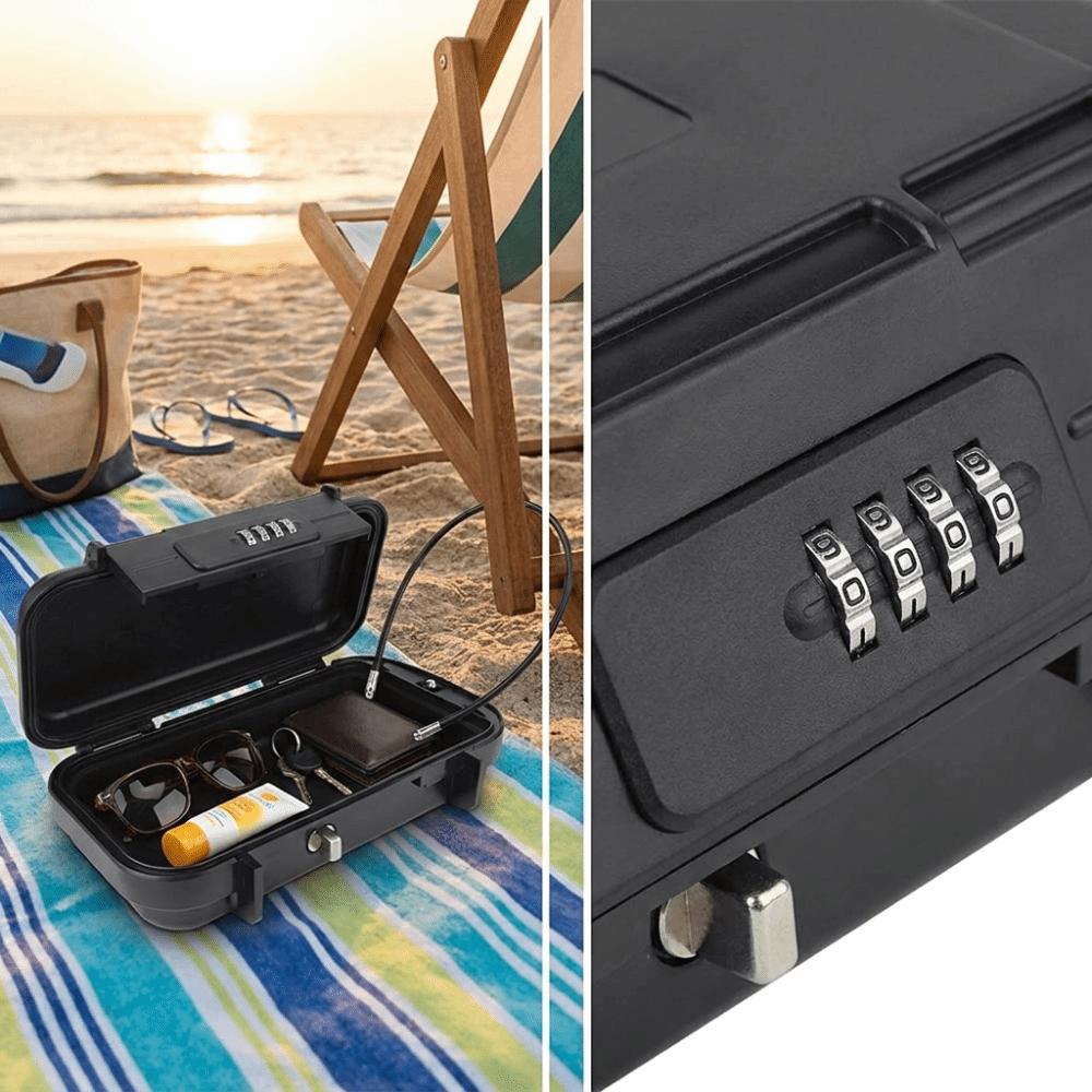 4-Digit Combination Beach Safe Box Detachable Steel Wire Storage Box Outdoor Camp