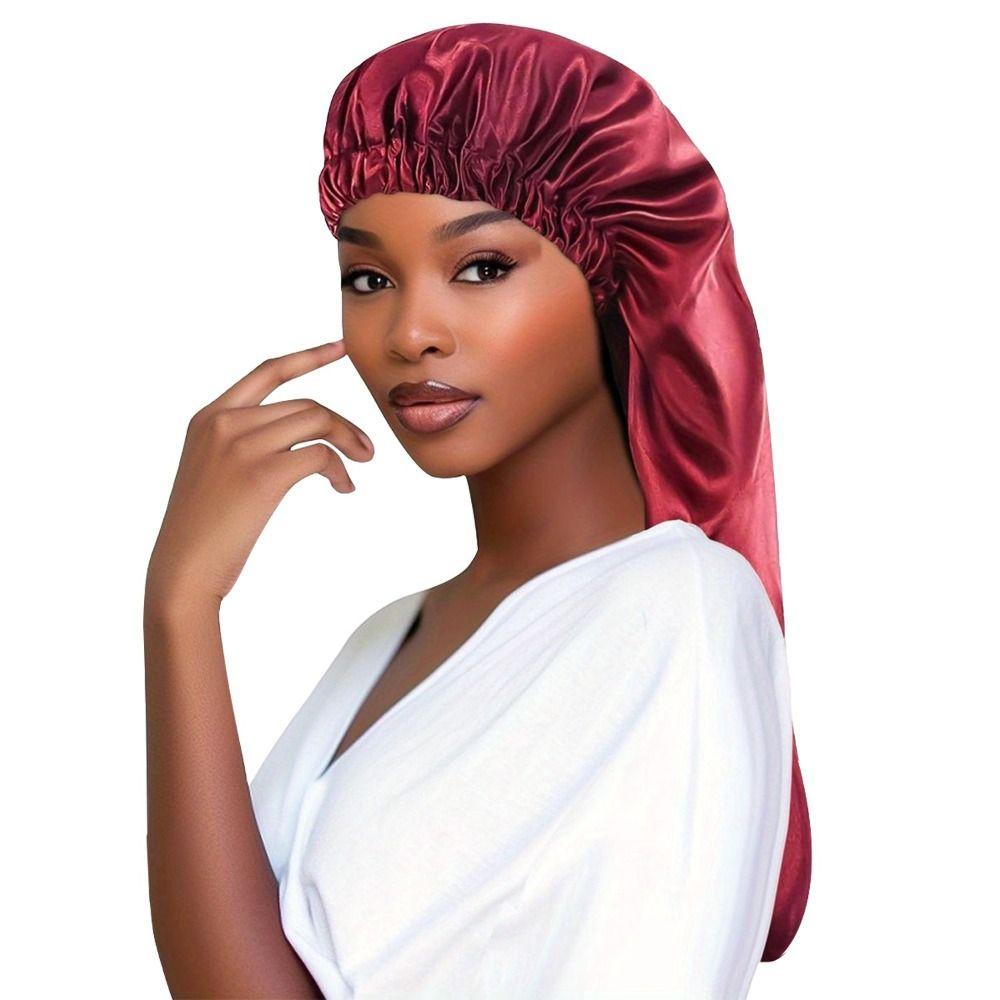 Polyester Sleep Cap Long Length Sleep Bonnet Breathable Cap Hair Cap Household Use