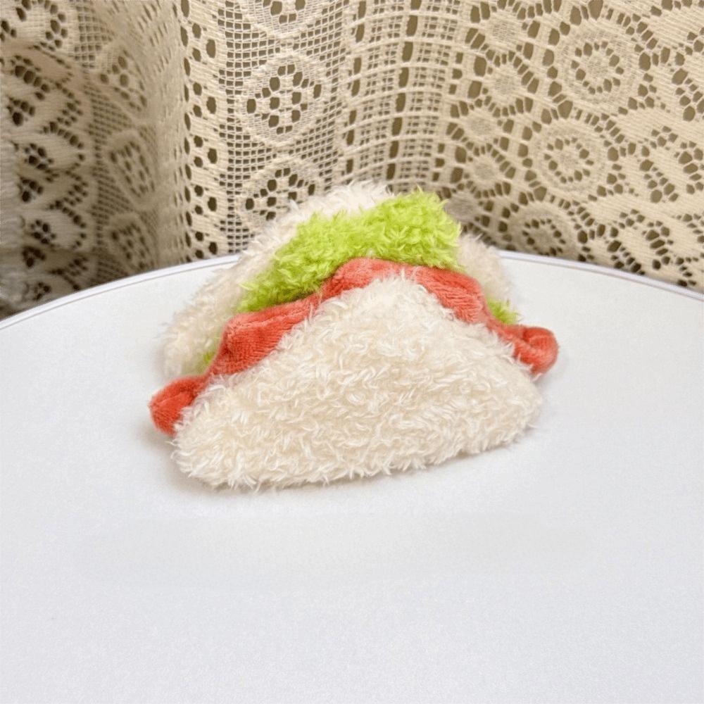2pcs Kawaii Design Hamburger Keyring Plush Material Sandwich Keyring Cake Keyring Pendant Decor