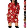 Women's Fashion Christmas Print Pockets Long Sleeve Hoodies Pullover Sweatshirts