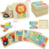 Baby Montessori Wooden 3d Puzzle Cartoon Tiger Animal Figures Cognitive Jigsaw Puzzle Early Learning Educational Kid Gift Toys