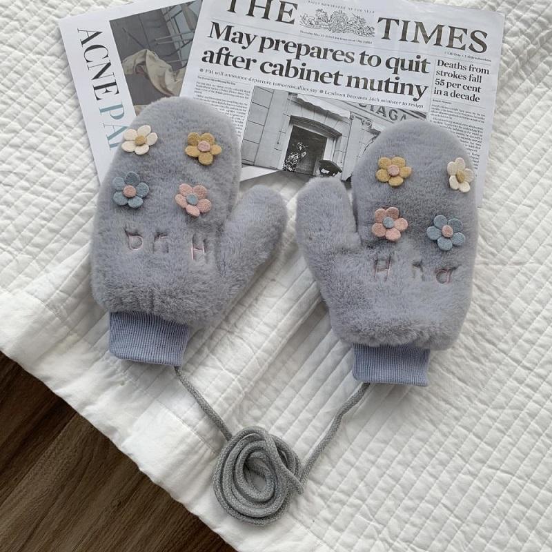 Осенне-зимние женские перчатки, модные милые плюшевые перчатки с героями мультфильмов, утепленные перчатки на все пальцы, морозостойкие, теплые, велосипедные, одноцветные, ST2201