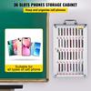 Cell Phone Storage Cabinet, 36 Slots, Aluminum Alloy Pocket Chart Storage Locker Box w/ Portable Handle, Key Lock & Handwritten Tags, Wall Mounted for