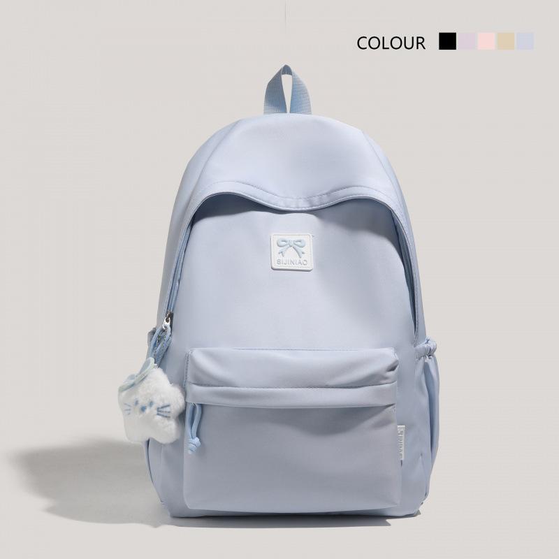 Schoolbag female ins cute junior high school students large capacity campus backpack for primary and secondary school students solid color fresh