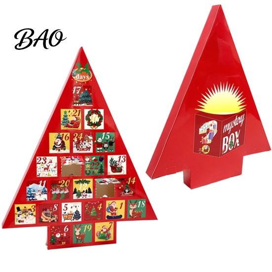 Multi Compartment Gift Box Christmas Tree Advent Calendar Box, DIY Surprising Shaped Paper Hole Punch Surprise Fillable Countdown for Candy
