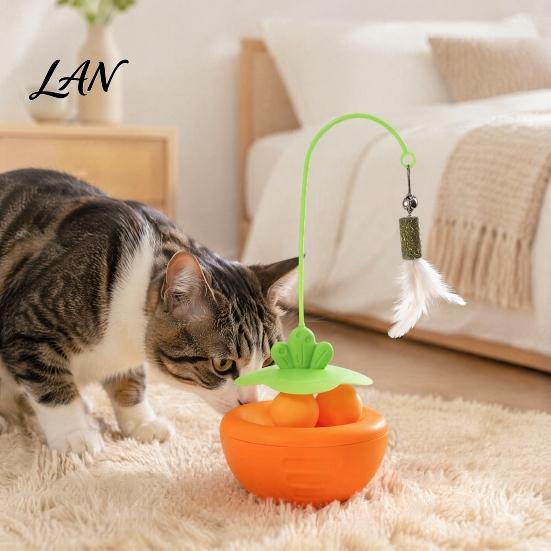 Cat Track Ball Toy Interactive Toy, Wobbling Feather with Catnip, Wobble Hunting Instinct for Indoor Cats Self-Entertainment
