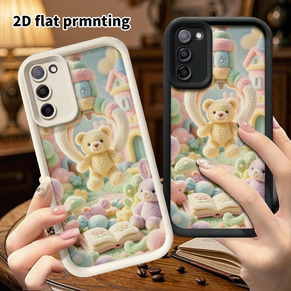 Phone Case: 2D flat, suitable for Samsung Galaxy A34 A35 M05 M06 S20 S22 S21 FE Plus 5G protective case, castle cradle teddy bear, perfect Christmas a