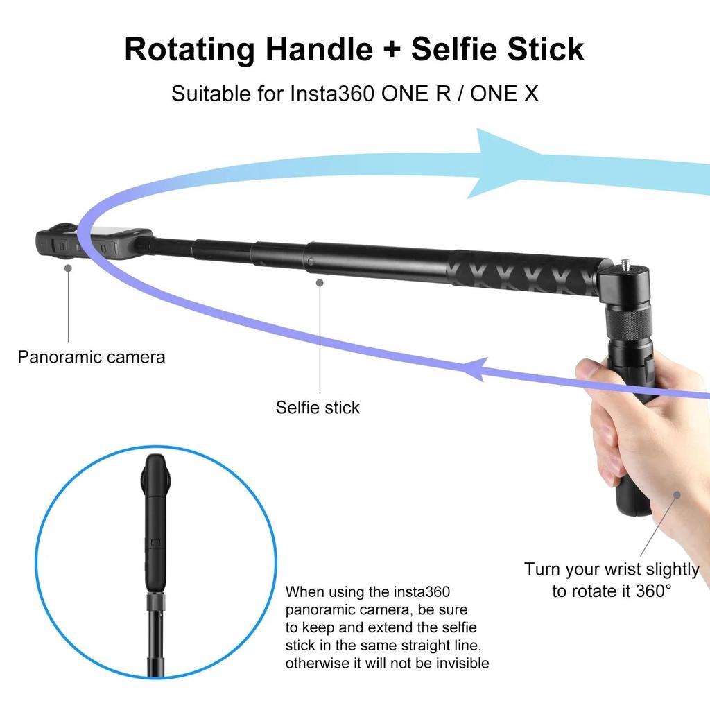 Rotary Handle Desktop Tripod Stand for Insta360 X5 X4 Air X3/ DJI Osmo 360 Camera Time Bundle Invisible 1.2m Selfie Stick 7