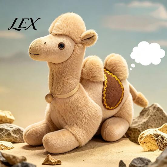 Soft Camel Plush Doll Realistic Bactrian Doll, Stuffed Animal Toy with Embroidered Saddle Pads Pendant And Bells, Fuzzy for Kids Gifts Home