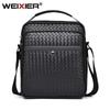 Fashion Plaid Woven Men's Messenger Bag - Business Casual Crossbody with Large Capacity PU Leather Shoulder Bag for Men