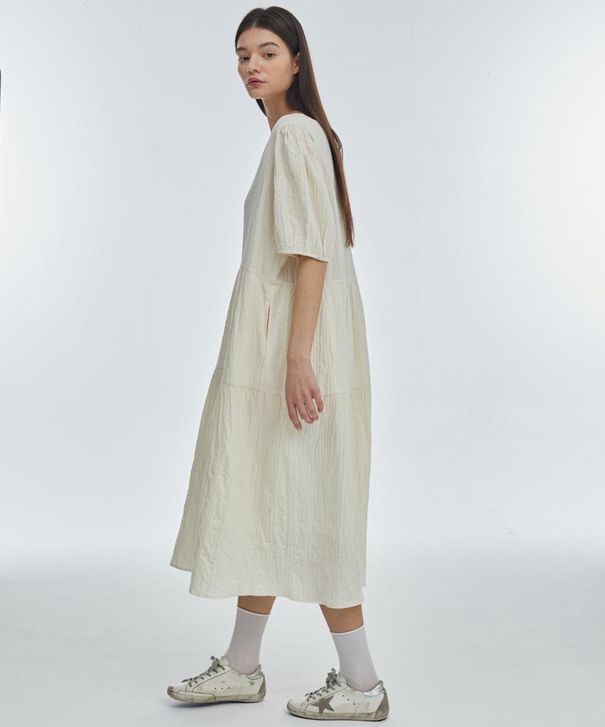 Manavis Seven Square Neck Long Dress [Ivory]