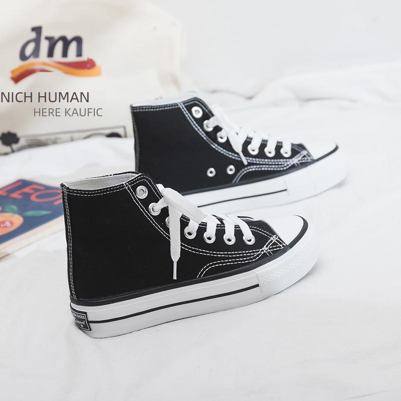 Весенние женские туфли Fubu 2024 из парусины на высокой платформе в стиле Гонконга 1970-х годов, тренд, визуально увеличивающий рост.