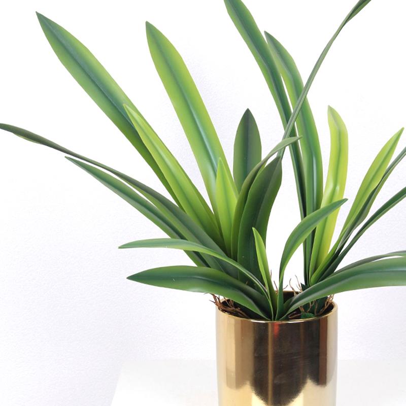 1 шт. Искусственный цветок, украшение торгового центра, мягкая резина, домашний декор, имитация зеленых растений, сделай сам, искусственные листья цимбидиума, пластик