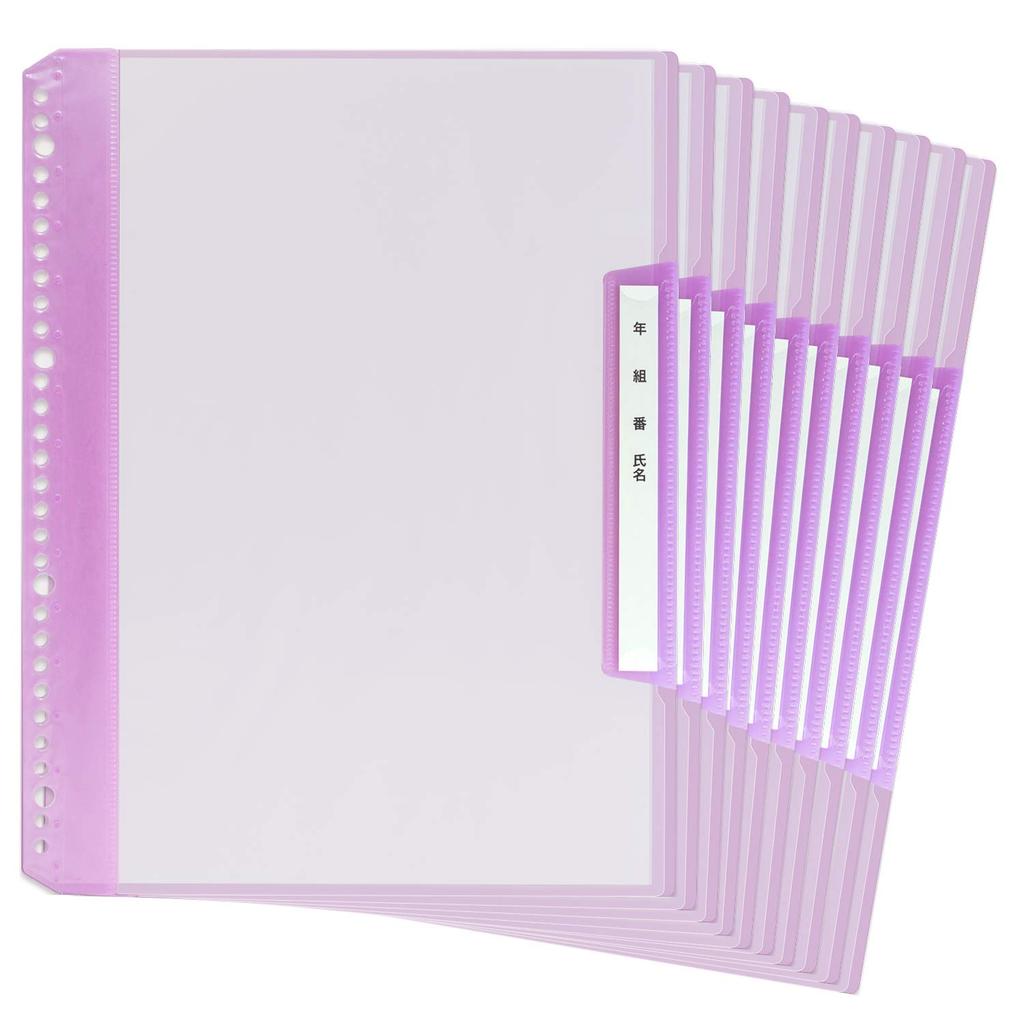 Plus Name Refillable Clear 6 x 10 books Grade, Class, File, Vertical, Pockets, A4, Purple, 84-822
