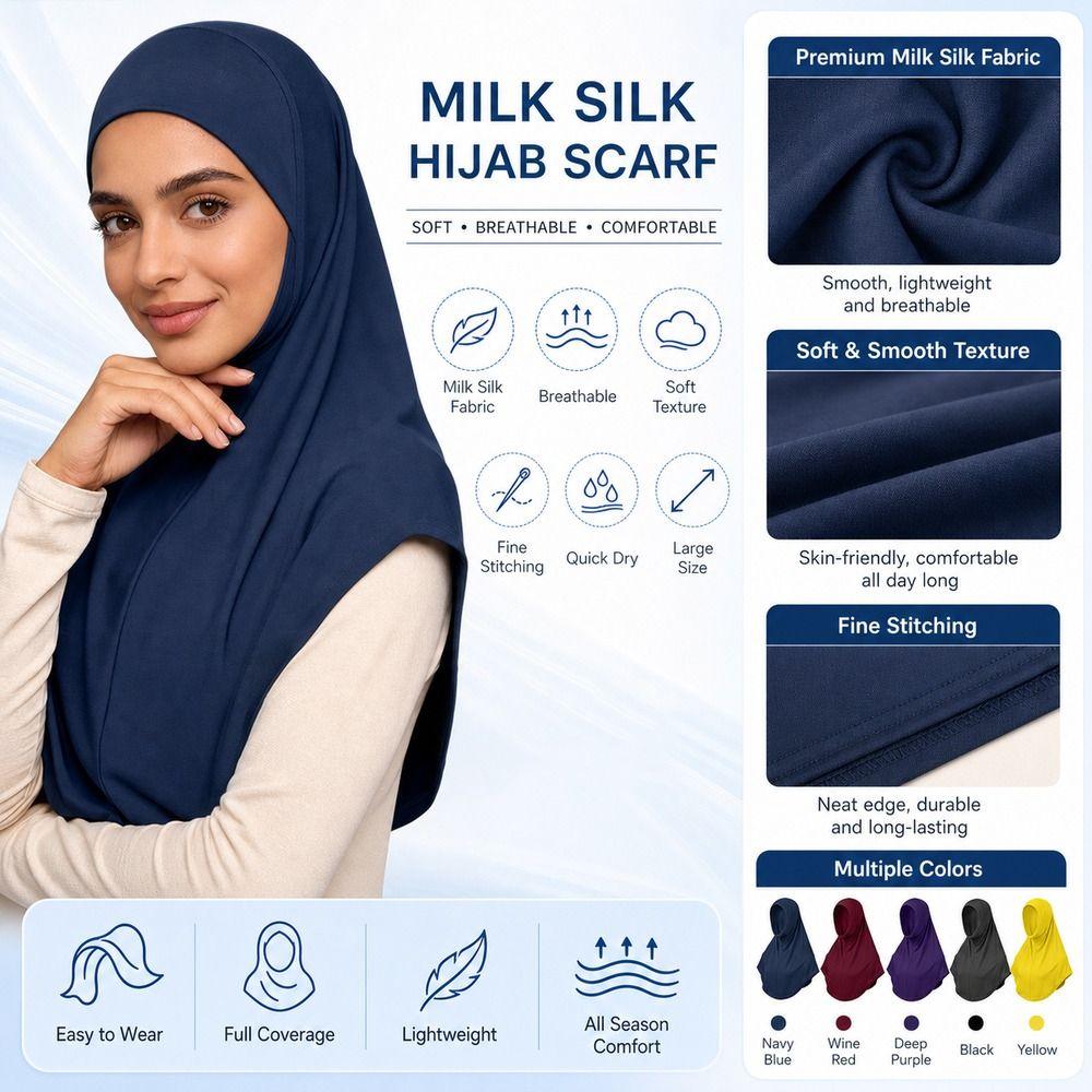 Soft Fabric Pullover Hijab Full Coverage Women Hijab Scarf New Instant Turbans  Daily Wear