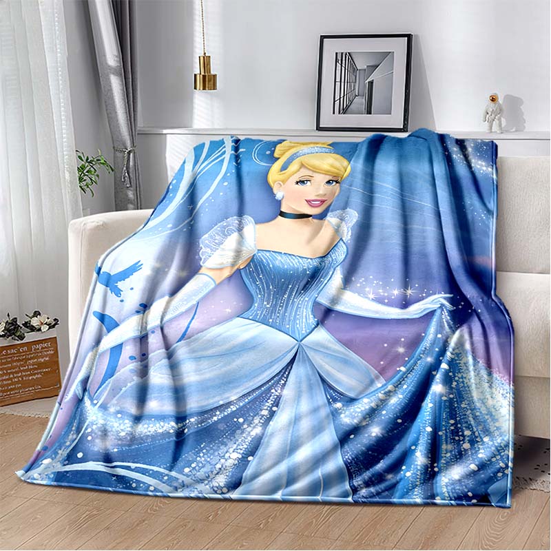 6 Sizes Princess Cinderella Cartoon Soft Flannel Fluffy Throw Camping Blanket for Children Sofa Throw Thin Blanket Female Gift