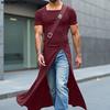 INCERUN Men Round Neck Short Sleeve Splits Casual Long Tops T-shirts