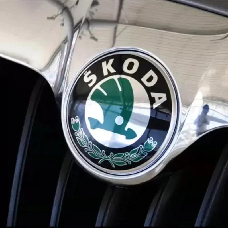 JLN2 1Pcs 8/9CM Emblem Car Front Hood Badge Rear Trunk Sticker For Skoda Octavia Rapid Kodiaq Karoq Fabia Kamiq Superb Derivative