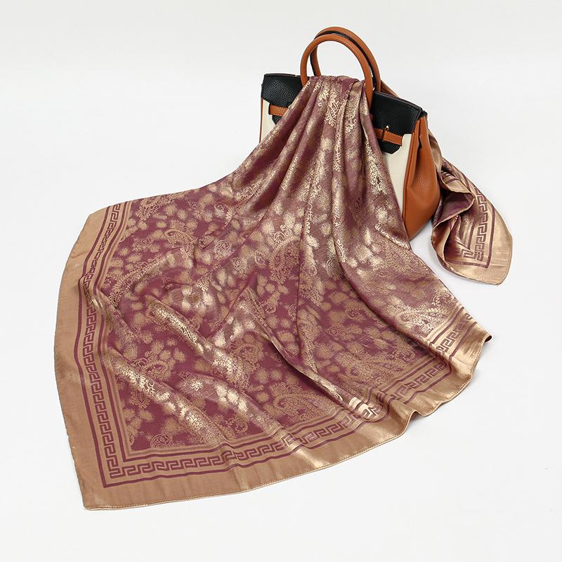 100x100cm Women Silk Square Scarf Hijab Female Design Print Lady Shawl Wraps Foulard Headbands Bufanda Large Bandana Luxury