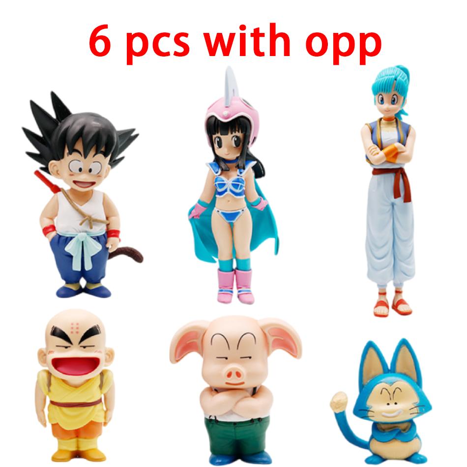 Игрушки Модель 1-6 шт. Фигурки Dragon Ball Z с коробкой Гоку Чи-Чи Бульма Криллин ПВХ Аниме украшение Коллекционная для фанатов аниме Подарок