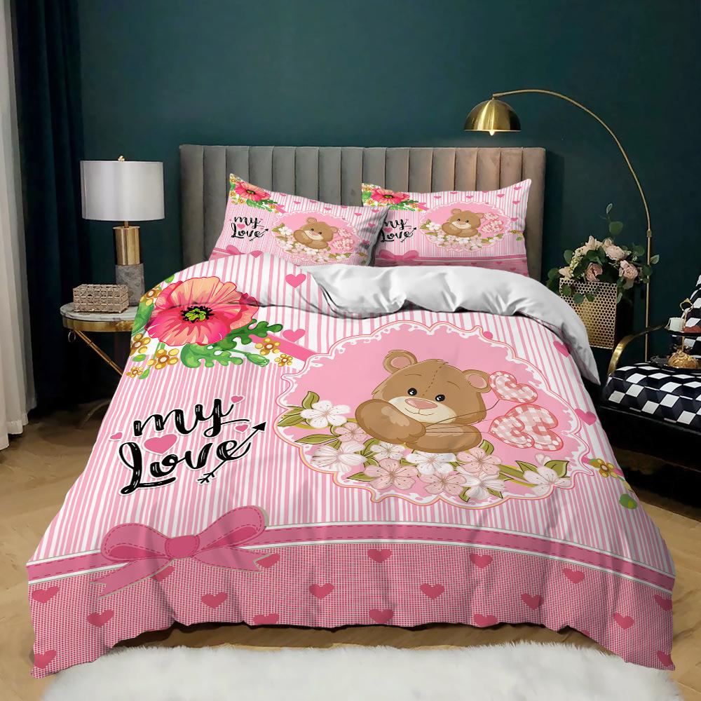 Комплект постельного белья Love Heart Duvet Cover Set King Queen Twin Size Romance Wedding Heart Shaped SoulMate Polyester Bed Set для женщин и пар