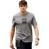 Mr. Bu Shark Print Pure Cotton T-Shirt for Men, Short Sleeve, Summer Fashion, Durable, Loose Fit, Versatile, Bright Moon White, L/175