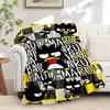 1pc Flannel Badtz-Maru, Cartoon Character, Checkered BackgroundThrow Blanket, Cartoon Truck Pattern Printed Blanket, Warm Cozy Soft Blanket