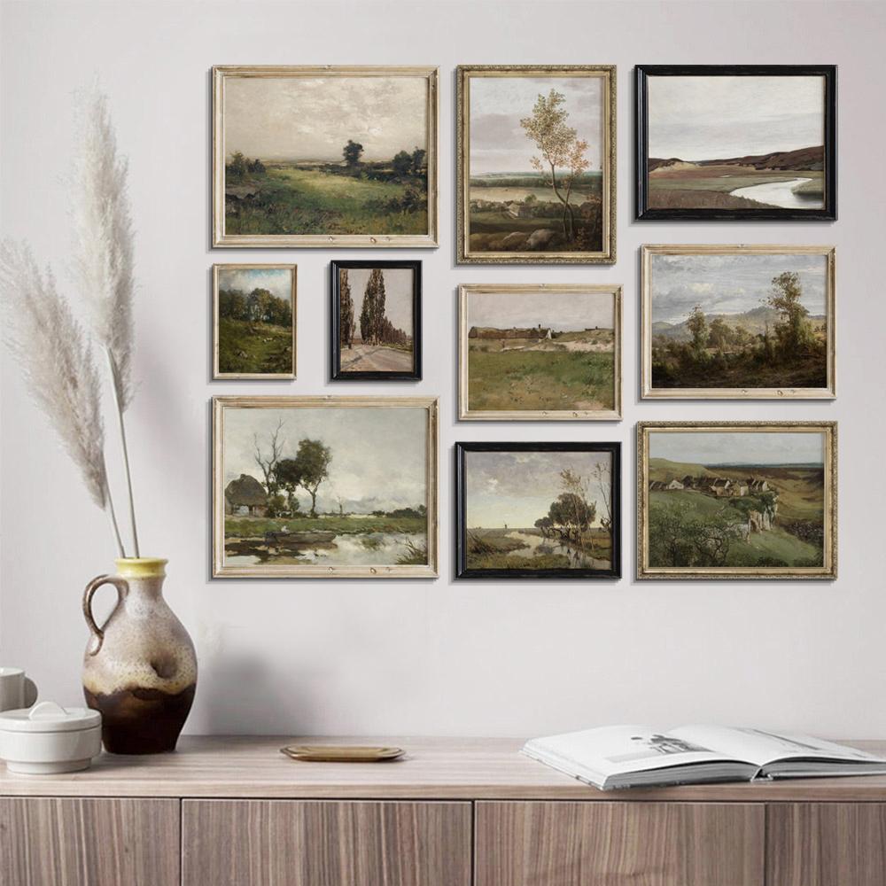 Винтажная галерея, настенный плакат с принтом, декор для комнаты, скандинавский французский деревенский пейзаж, холст, картины для гостиной, украшение для дома