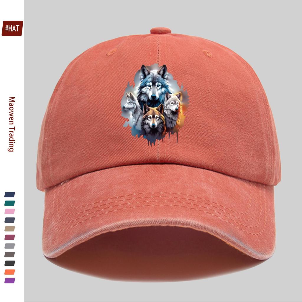 pc Four Wolves in the Jungle Print Baseball Cap with Forest Print Design Sun Hat Hunting Decorative Hat Adjustable Strap Mul